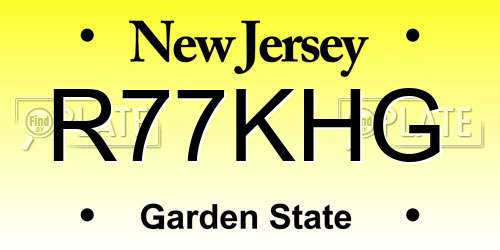R77KHG New Jersey License Plate