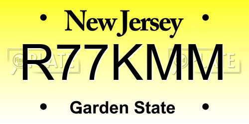 R77KMM New Jersey License Plate