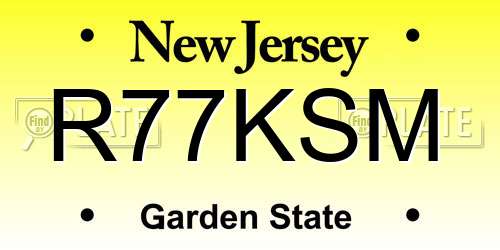 R77KSM New Jersey License Plate