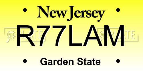 R77LAM New Jersey License Plate
