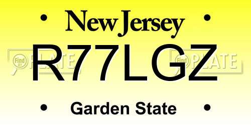 R77LGZ New Jersey License Plate