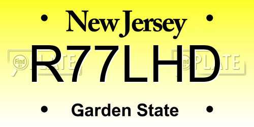 R77LHD New Jersey License Plate