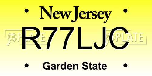 R77LJC New Jersey License Plate