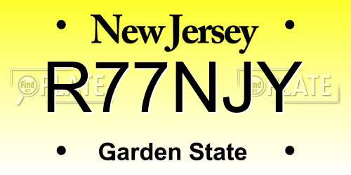 R77NJY New Jersey License Plate