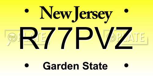 R77PVZ New Jersey License Plate