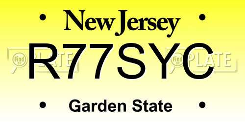 R77SYC New Jersey License Plate