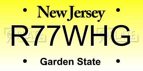 R77WHG New Jersey License Plate