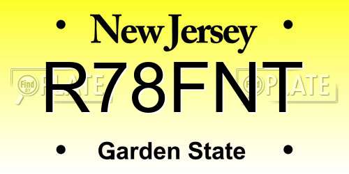 R78FNT New Jersey License Plate