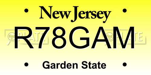 R78GAM New Jersey License Plate