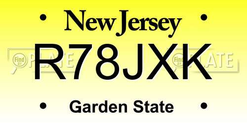 R78JXK New Jersey License Plate