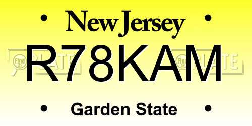 R78KAM New Jersey License Plate