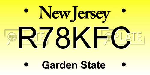 R78KFC New Jersey License Plate