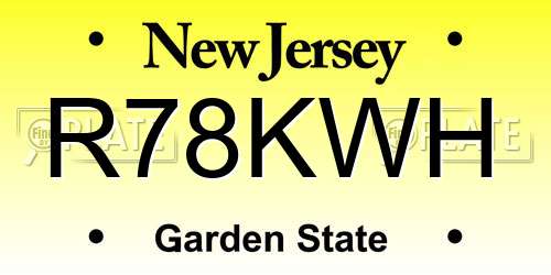R78KWH New Jersey License Plate