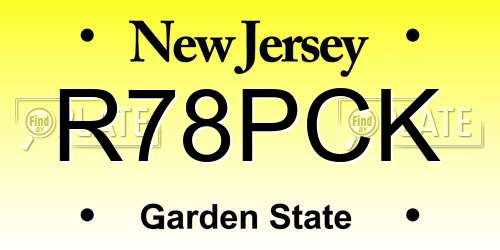 R78PCK New Jersey License Plate