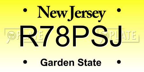 R78PSJ New Jersey License Plate