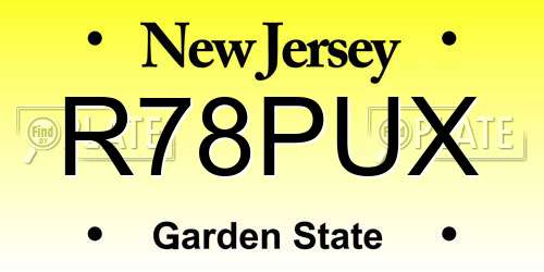 R78PUX New Jersey License Plate