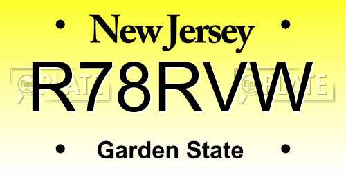 R78RVW New Jersey License Plate