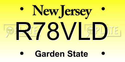 R78VLD New Jersey License Plate