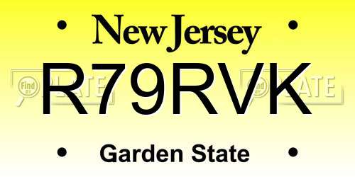 R79RVK New Jersey License Plate