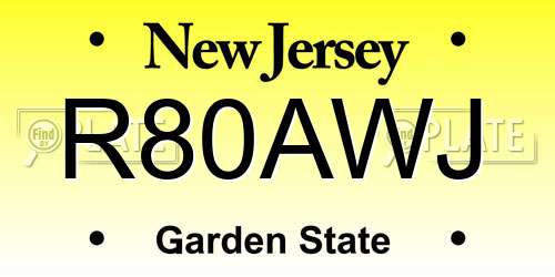 R80AWJ New Jersey License Plate