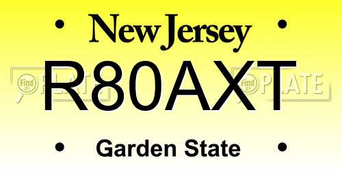 R80AXT New Jersey License Plate