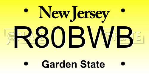 R80BWB New Jersey License Plate