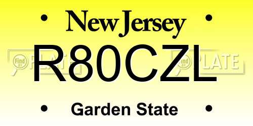 R80CZL New Jersey License Plate