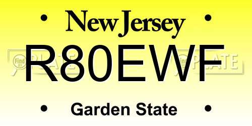 R80EWF New Jersey License Plate