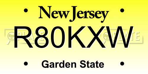 R80KXW New Jersey License Plate
