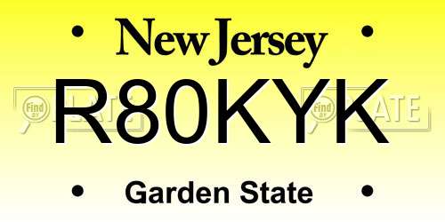 R80KYK New Jersey License Plate