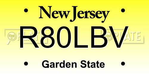 R80LBV New Jersey License Plate