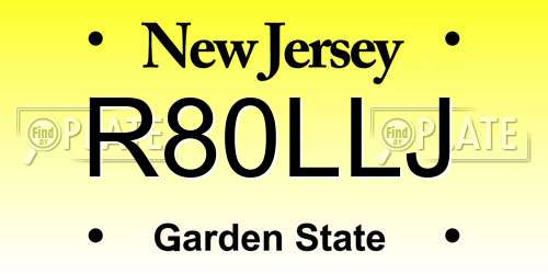 R80LLJ New Jersey License Plate