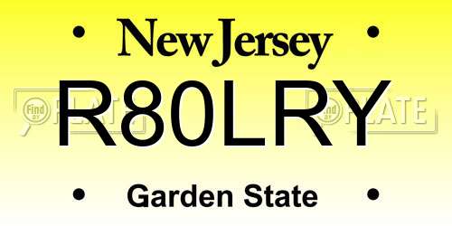 R80LRY New Jersey License Plate