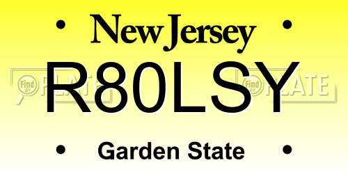 R80LSY New Jersey License Plate