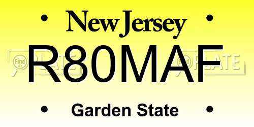 R80MAF New Jersey License Plate