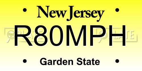 R80MPH New Jersey License Plate