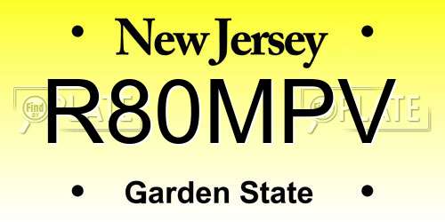 R80MPV New Jersey License Plate