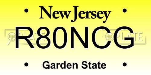 R80NCG New Jersey License Plate