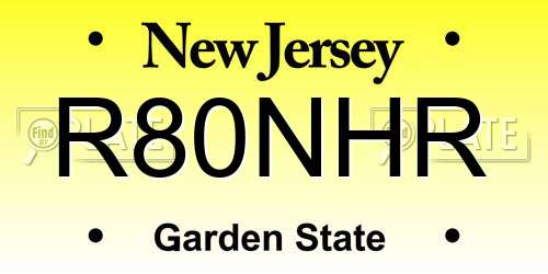 R80NHR New Jersey License Plate
