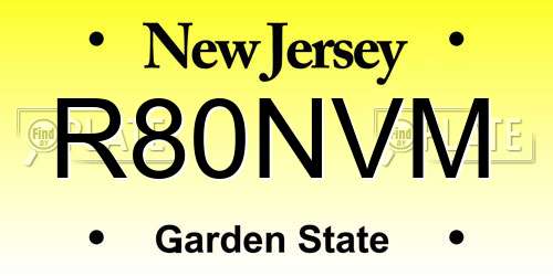 R80NVM New Jersey License Plate