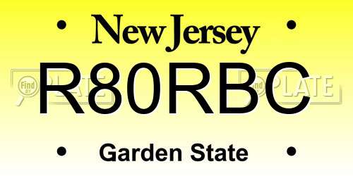 R80RBC New Jersey License Plate