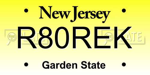 R80REK New Jersey License Plate