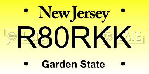 R80RKK New Jersey License Plate