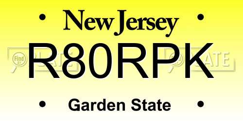 R80RPK New Jersey License Plate