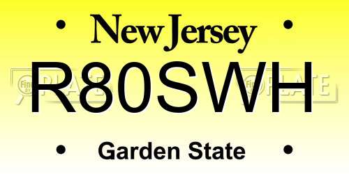 R80SWH New Jersey License Plate