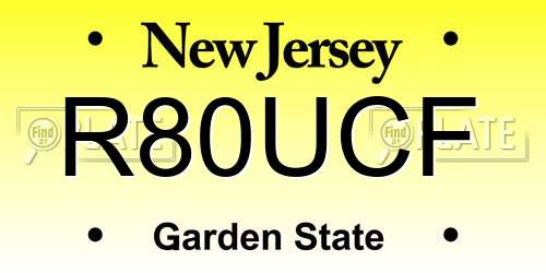 R80UCF New Jersey License Plate