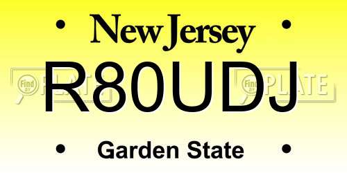 R80UDJ New Jersey License Plate