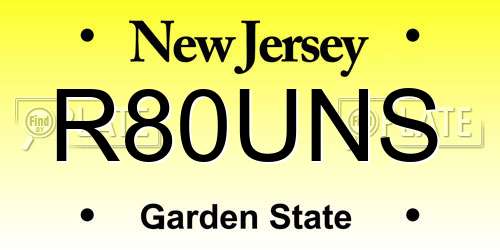 R80UNS New Jersey License Plate