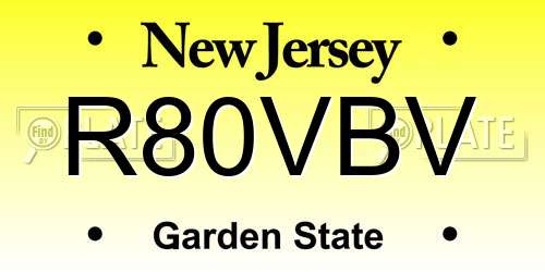 R80VBV New Jersey License Plate