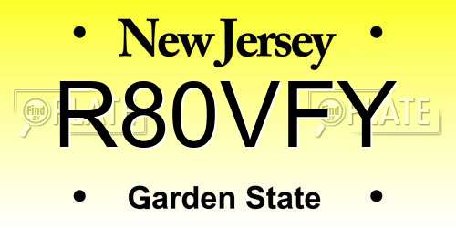 R80VFY New Jersey License Plate